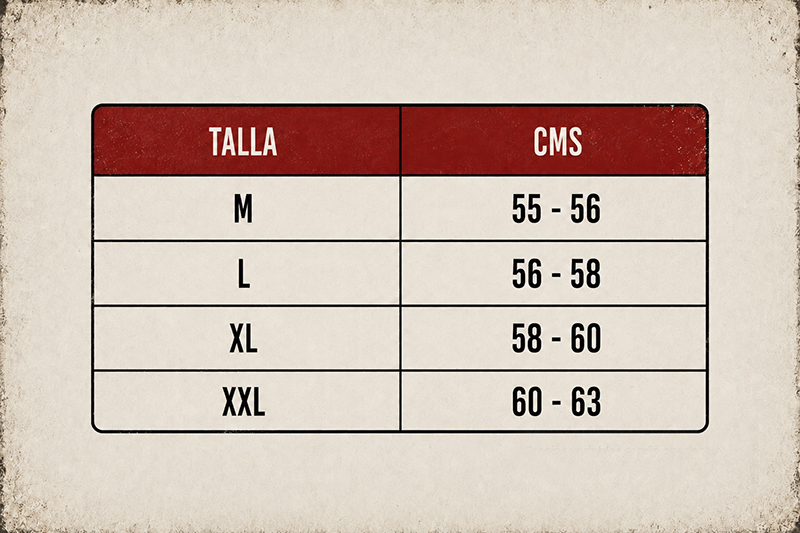 Tabla de tallas para Casco Royal M141