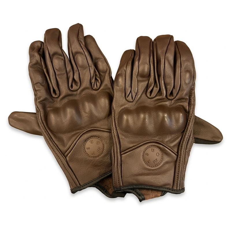 GUANTES DE CUERO MARRON CON PROTECCIONES