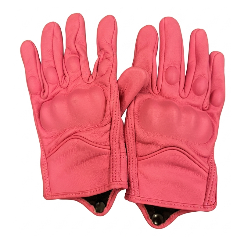GUANTES DE CUERO FUCSIA CON PROTECCIONES