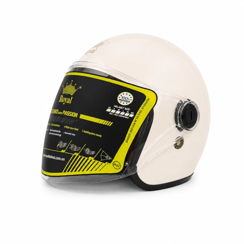 CASCO PARA MOTO - ROYAL M-20K / MILK / BRILLO - Imagen 3