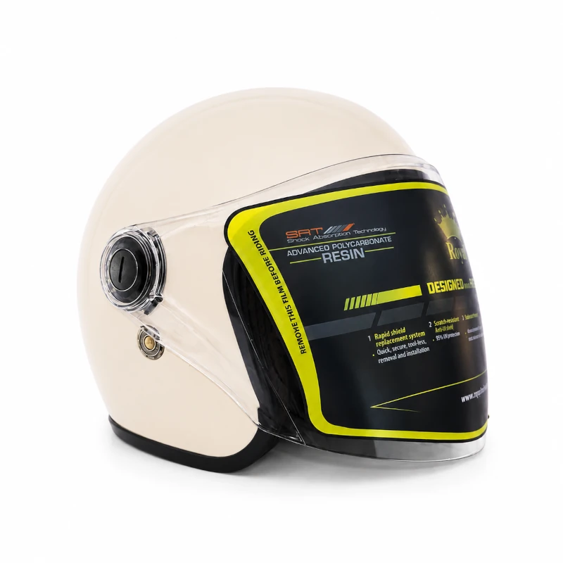 CASCO PARA MOTO - ROYAL M-20K / MILK / BRILLO